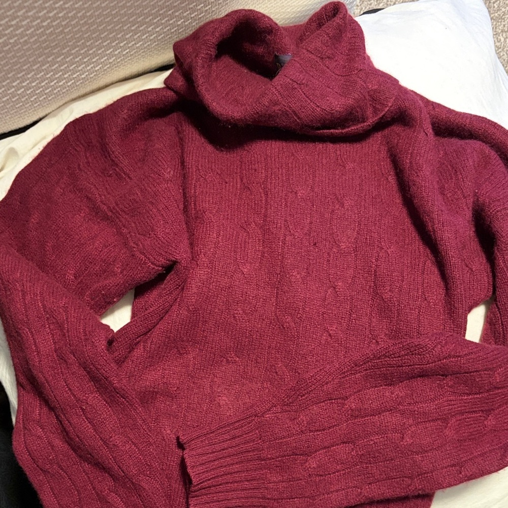 Ralph Lauren Maroon Cowl Neck Cashmere Sweater
